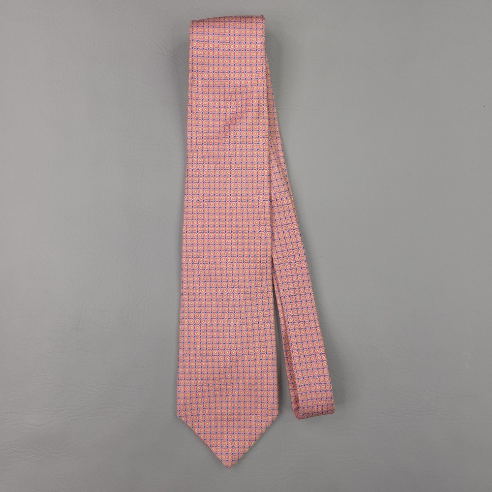 Brooks Brothers Tie Mens One Size Pink Silk Geometric Makers USA Italy Woven 60" - Picture 2 of 7